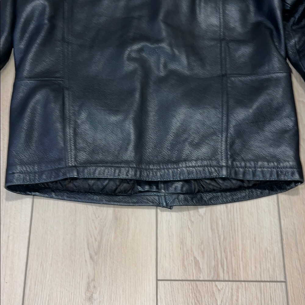 Vintage Men's Danier Black Military Field Jacket with Glossy Finish - Picture 5 of 16